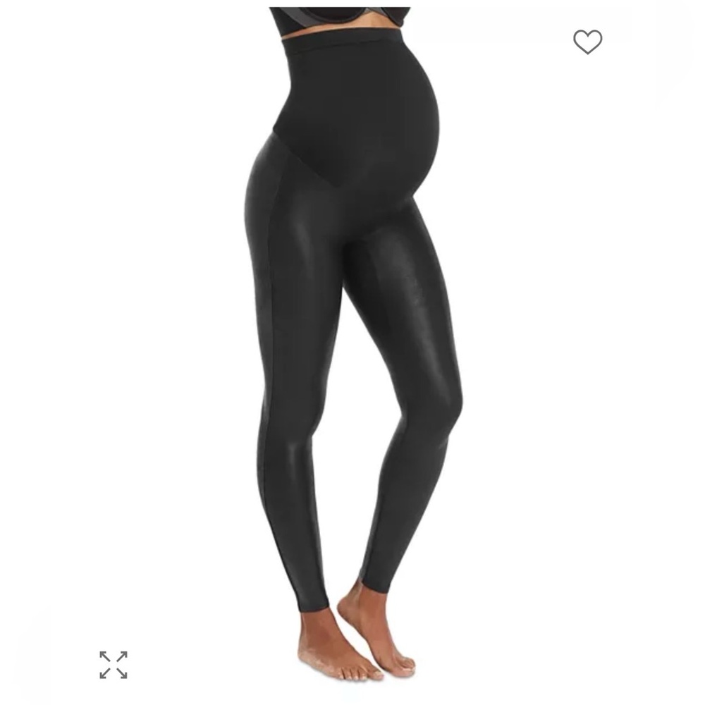 SPANX Black Mama Maternity Faux Leather Leggings